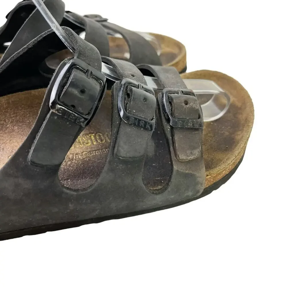 Birkenstock Florida Women's Black Genuine Leather Slides Sandals Shoes Flats  5